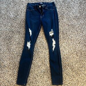 Hollister Dark Blue Distressed Skinny Jeans